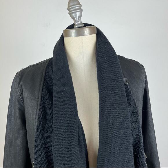 Free People Drape Front Coated Jacket in Black - Picture 4 of 8